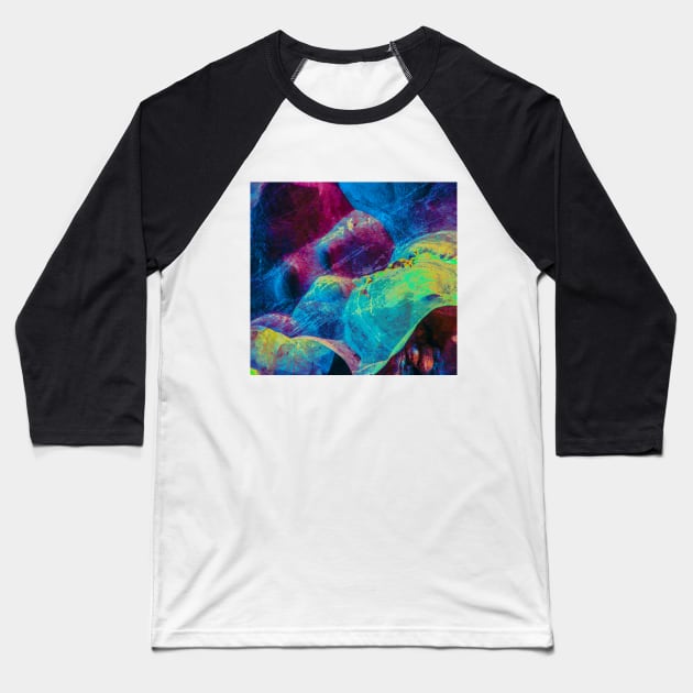 A dog face in multi colored abstract Baseball T-Shirt by kall3bu